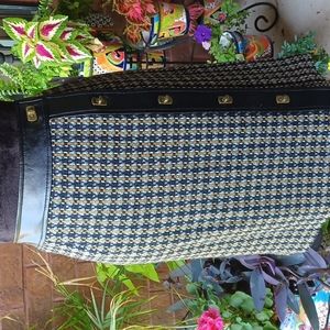 NWT Talbots TWEED SKIRT/FAUX LEATHER TRIM AND METAL CLOSURES